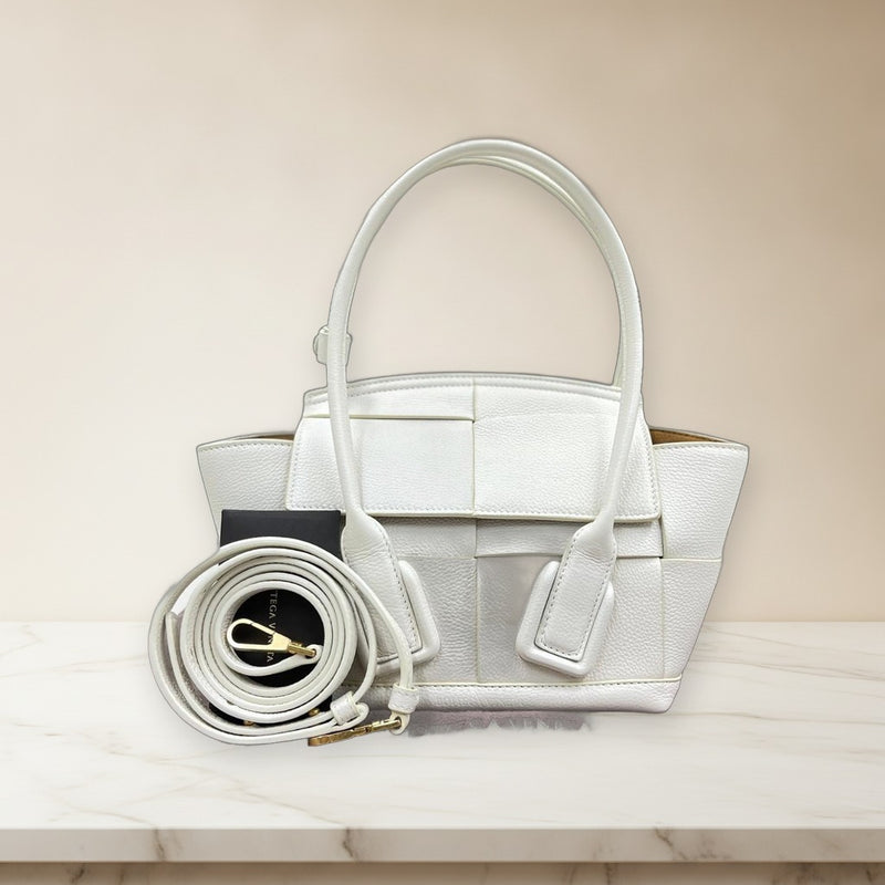 Bottega Veneta Mini The Arco 600606 Handbag Leather White Gold Hardware