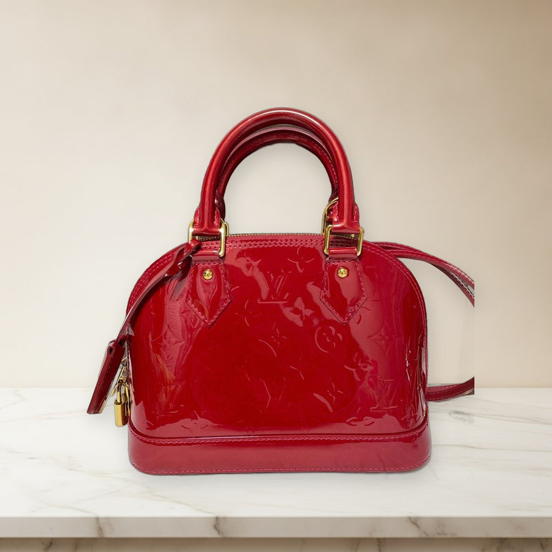 Louis Vuitton Monogram Vernis M10173 2-Way Handbag Red Enamel