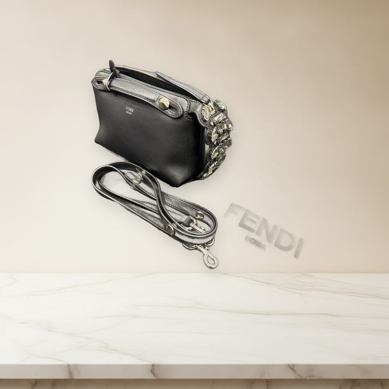 Fendi By The Way Mini Handbag Black Leather Crossbody Shoulder Bag