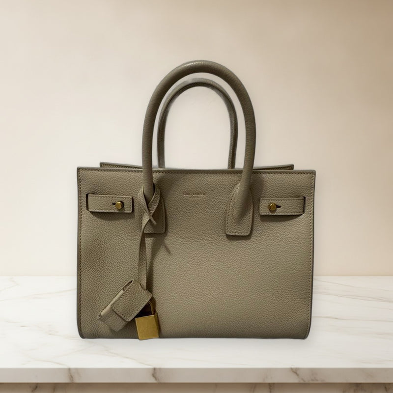Saint Laurent Sac De Jour Handbag Leather Beige Shoulder Bag