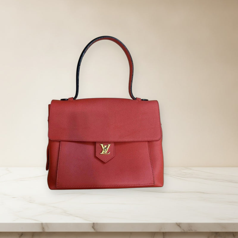 Louis Vuitton Lockme Mm FL3184 Shoulder Bag Handbag Red Calfskin Leather