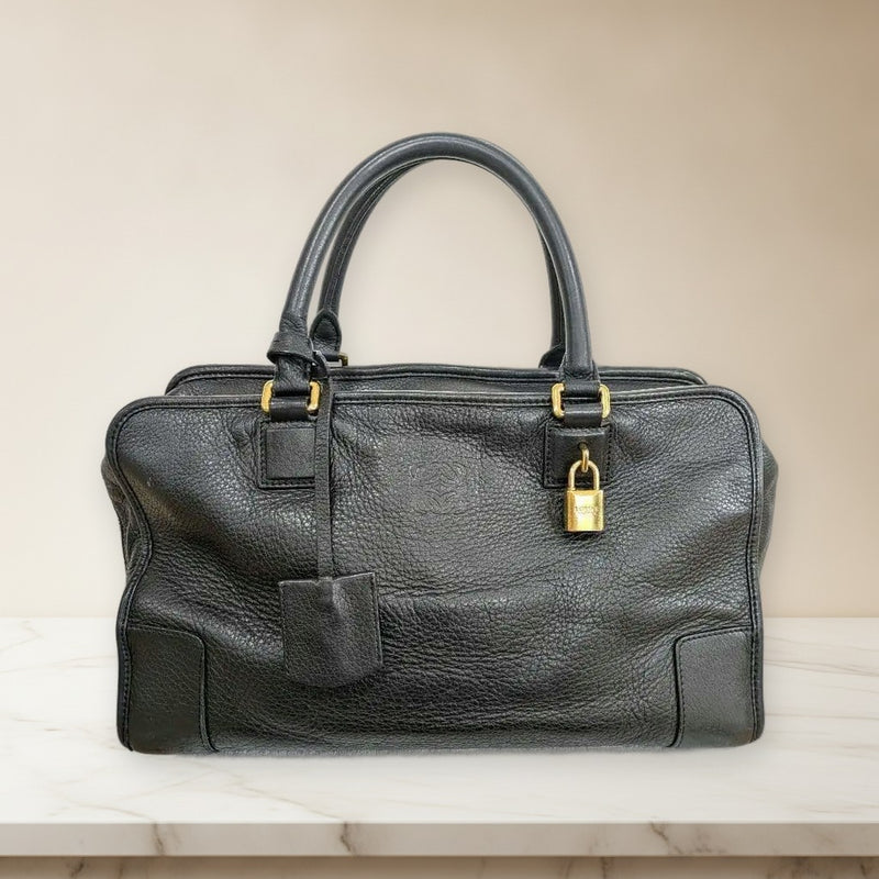 Loewe Amazona 28 Handbag Black Leather Gold Hardware