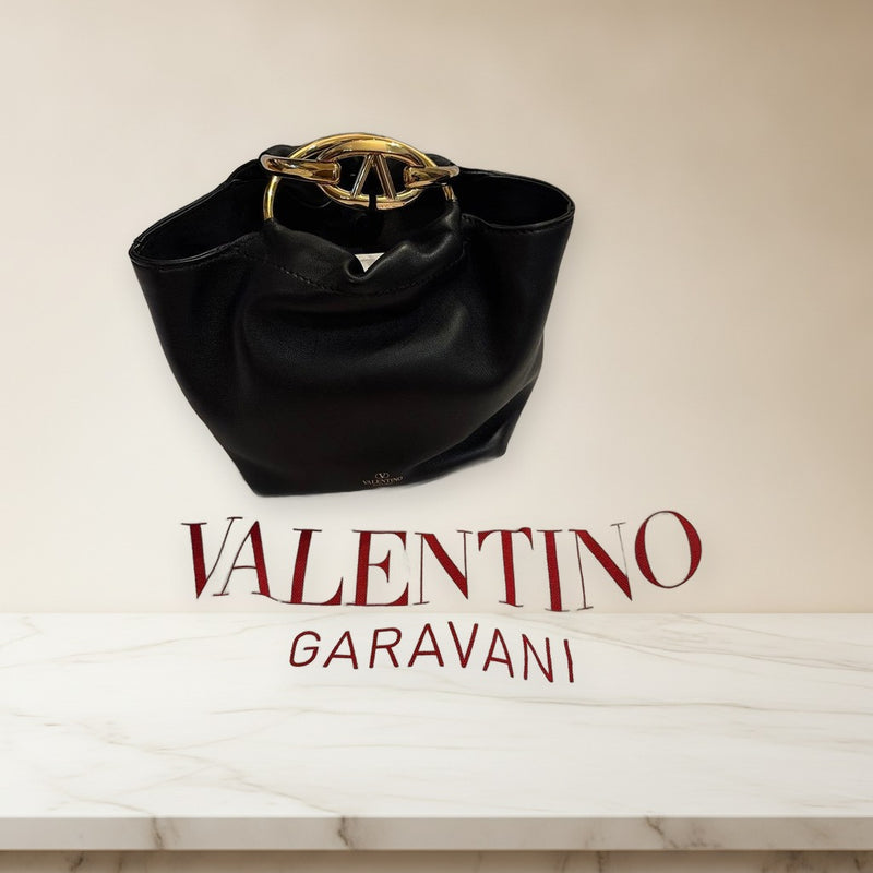 Valentino Garavani Handbag Black Leather Gold Handles