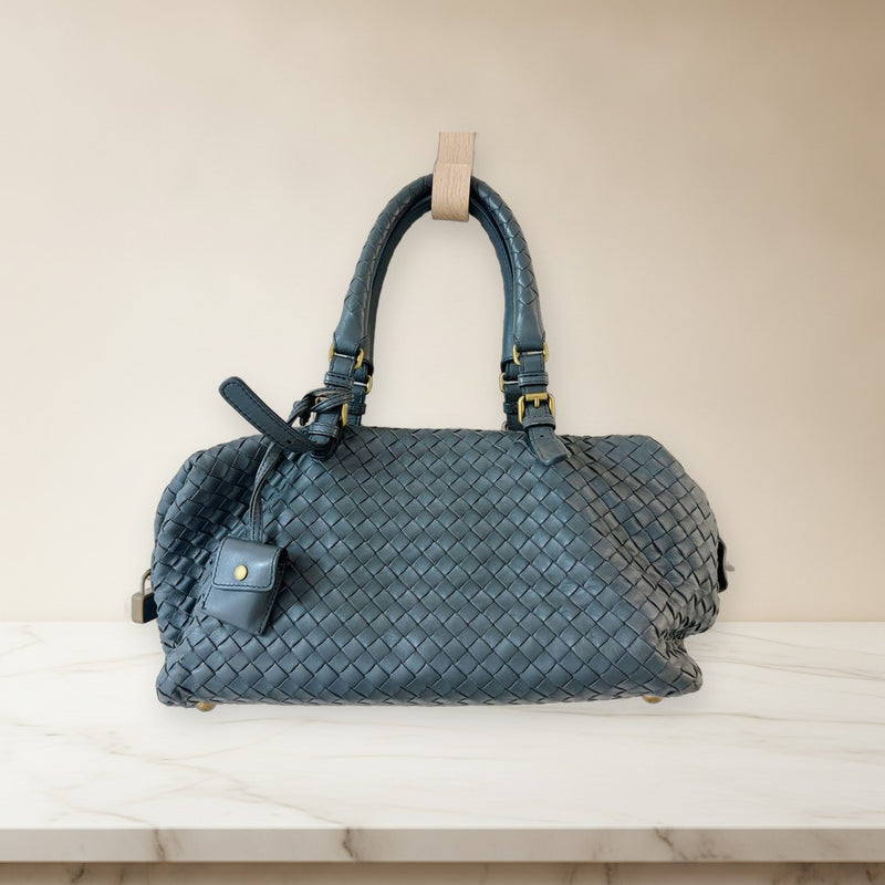 Bottega Veneta 173398 Montaigne Shoulder Bag Leather Gray Mini Boston