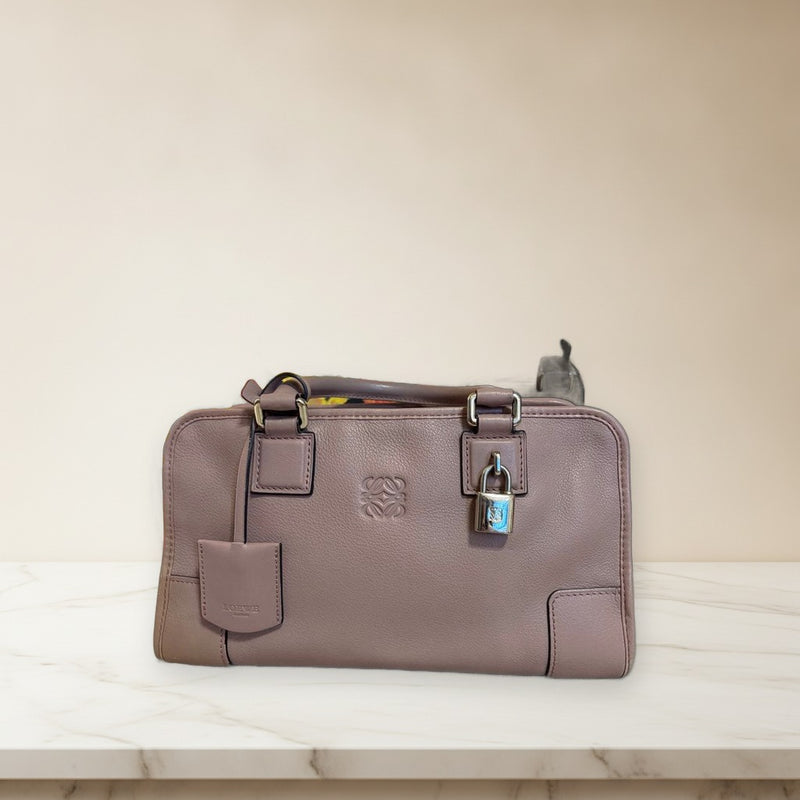 Loewe Amazona 28 Handbag Leather Mauve Pink Lock Key