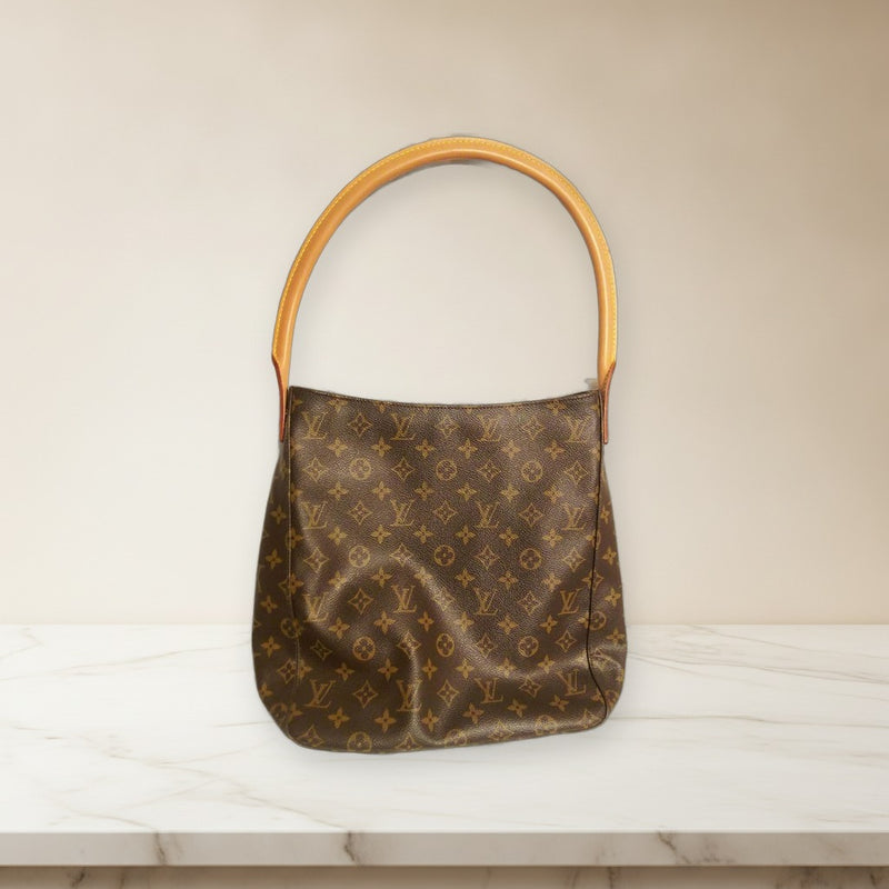 Louis Vuitton Looping DU0012 Shoulder Bag Monogram Canvas Brown Leather Handle