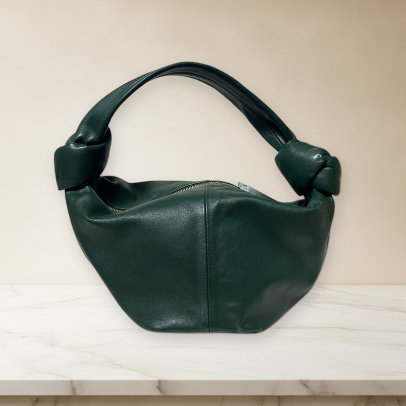 Bottega Veneta Double Knot Mini Tote Bag Calfskin Raintree Green Handbag