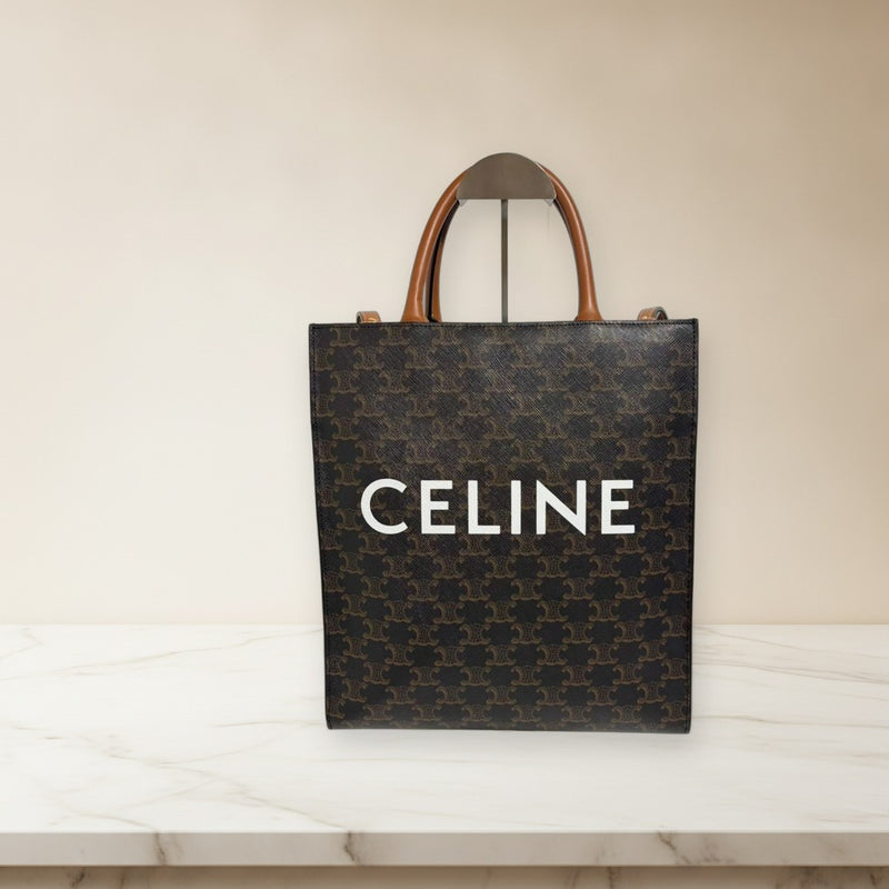 Celine Vertical Cabas Small 191542BZK.04LU 2-Way Handbag Triomphe Canvas Pvc