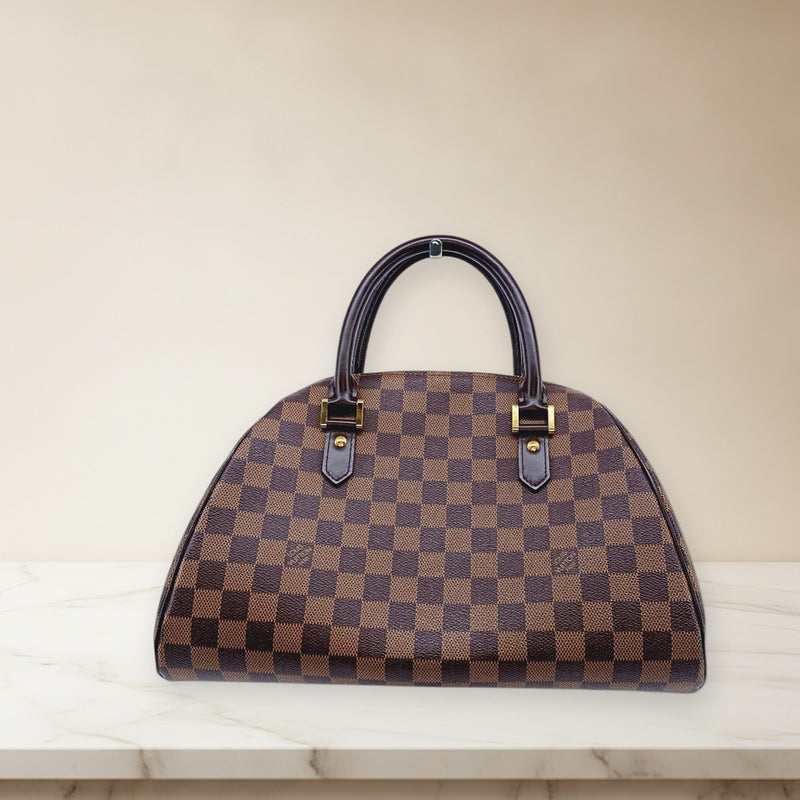 Louis Vuitton Ribera Mm Monogram Damier CA0093 Handbag Leather Gold Hardware