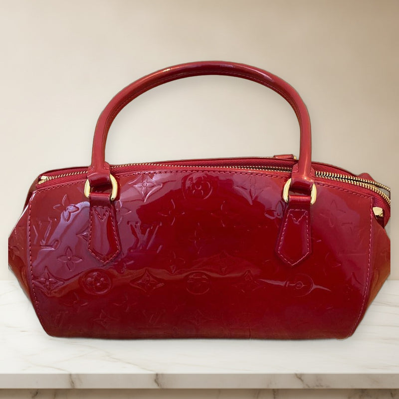 Louis Vuitton Monogram Handbag Red Enamel