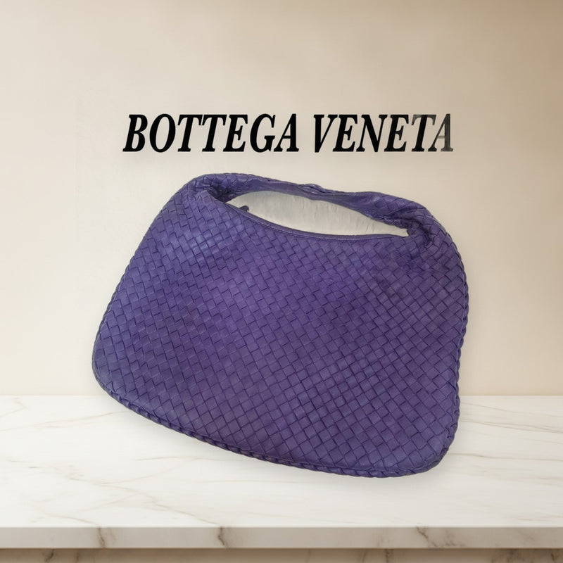 Bottega Veneta Intrecciato Shoulder Bag Handbag Leather Purple