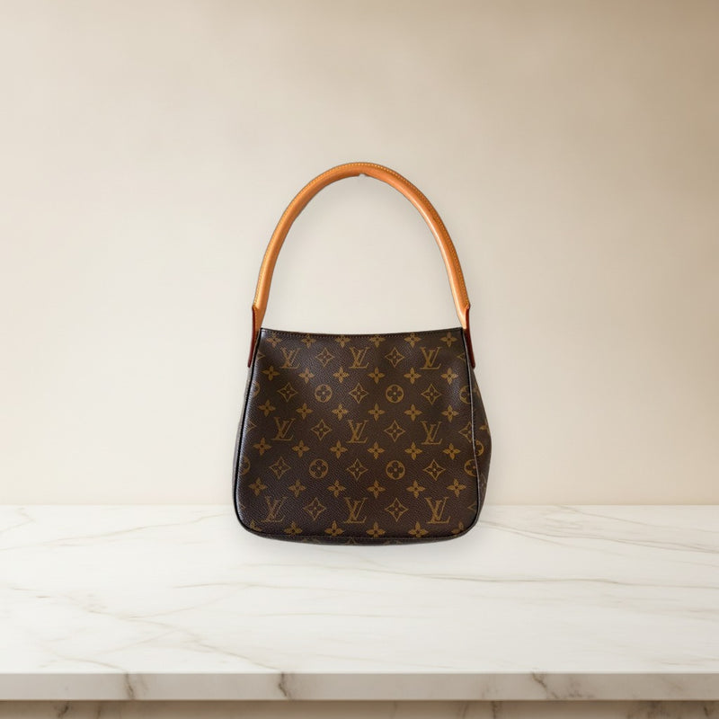 Louis Vuitton Monogram Shoulder Bag Brown Leather