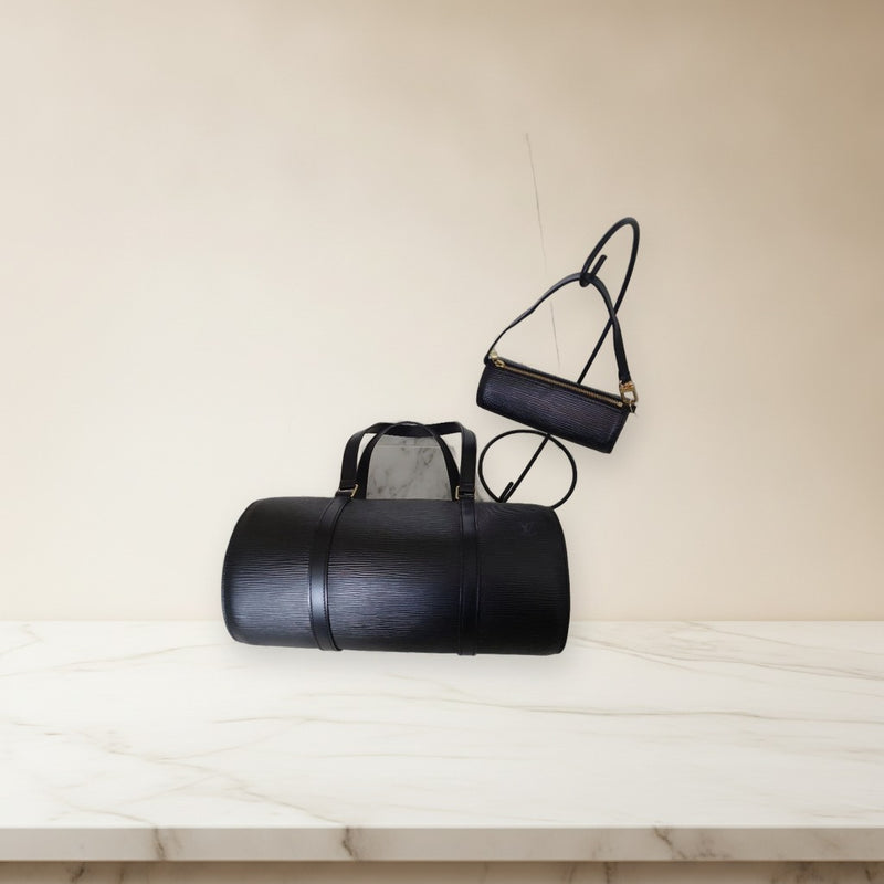Louis Vuitton Soufflot Handbag Epi Leather Noir Black
