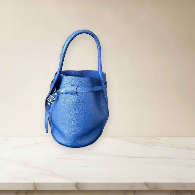 Celine Big Bag Bucket Handbag Leather Blue Suede Shoulder Bag