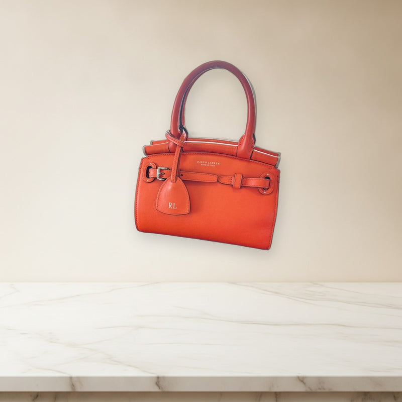 Ralph Lauren The RL50 Mini Clementine Handbag Orange Leather