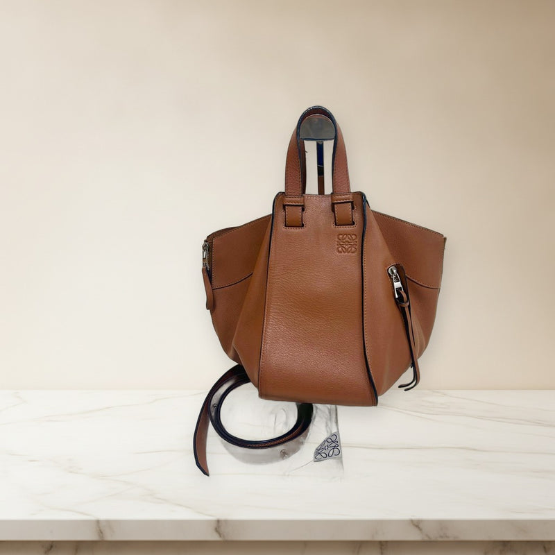 Loewe Hammock Small 2-Way Shoulder Bag Handbag Tan Brown Camel Leather