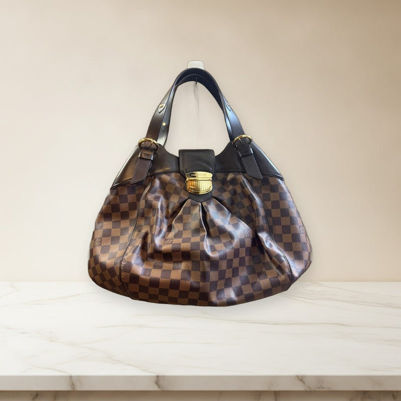 Louis Vuitton Damier Sistina Handbag Shoulder Bag Brown Gold Hardware