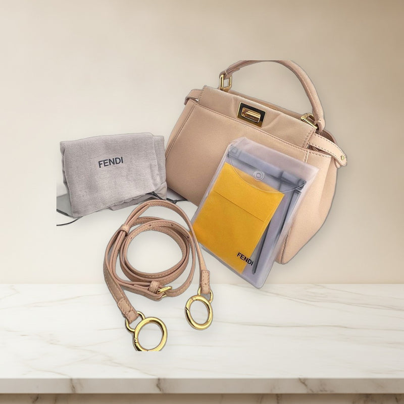 Fendi Mini Peekaboo Nappa Hand Shoulder Bag Leather