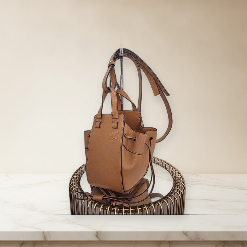 Loewe Hammock Drawstring Mini Handbag Shoulder Bag Leather Camel