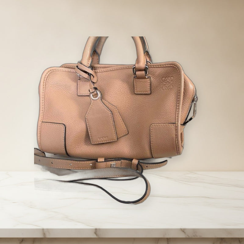 Loewe Amazona 23 Handbag Top Handle Shoulder Bag Leather Brown