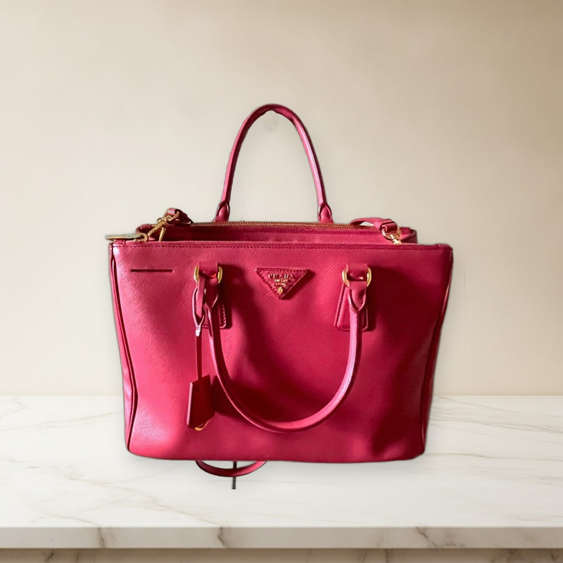 Prada Saffiano Leather 2-way Shoulder Bag Pink Crossbody Handbag