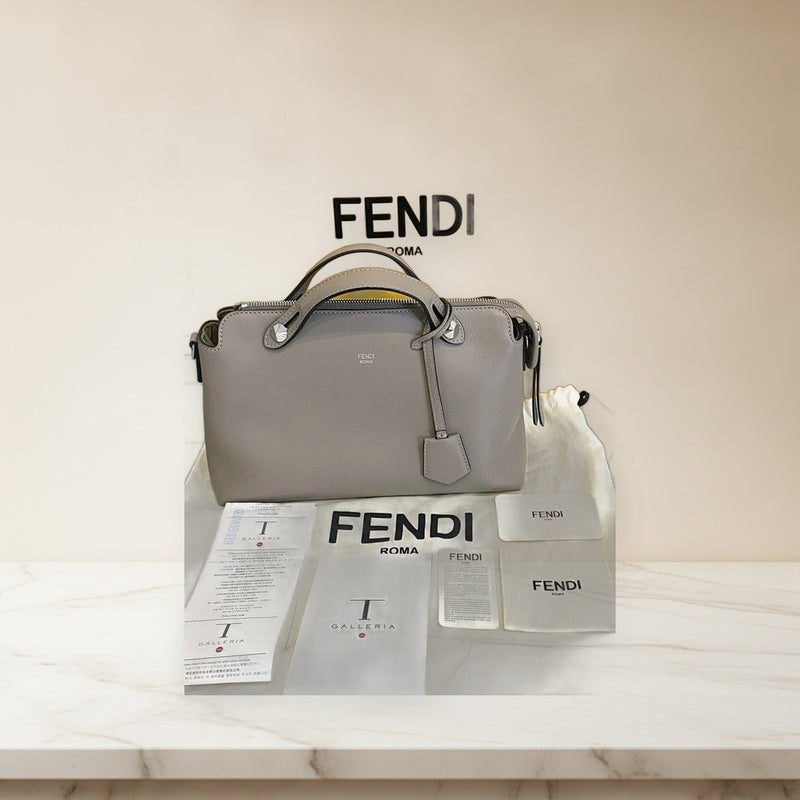 Fendi By The Way Handbag Shoulder Bag Greige Leather