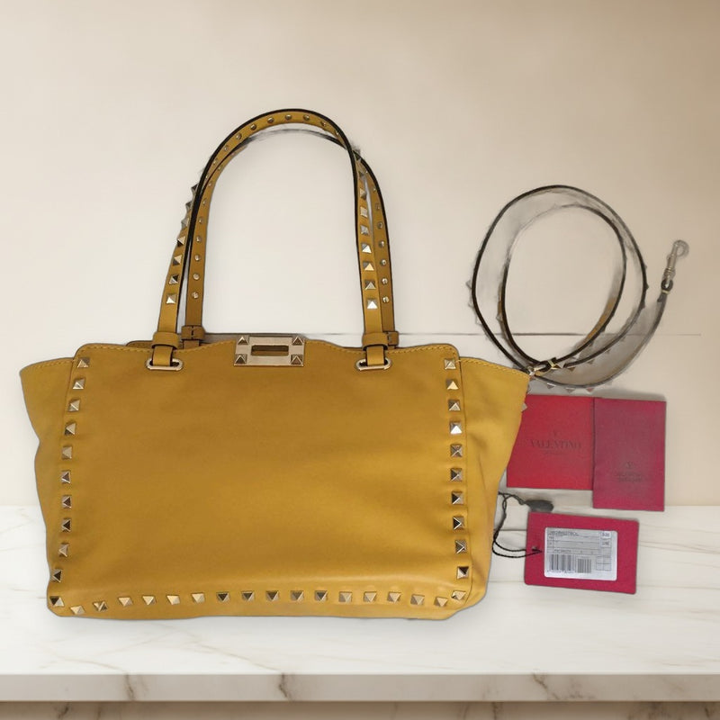 Valentino Tote Bag Yellow Leather Handbag