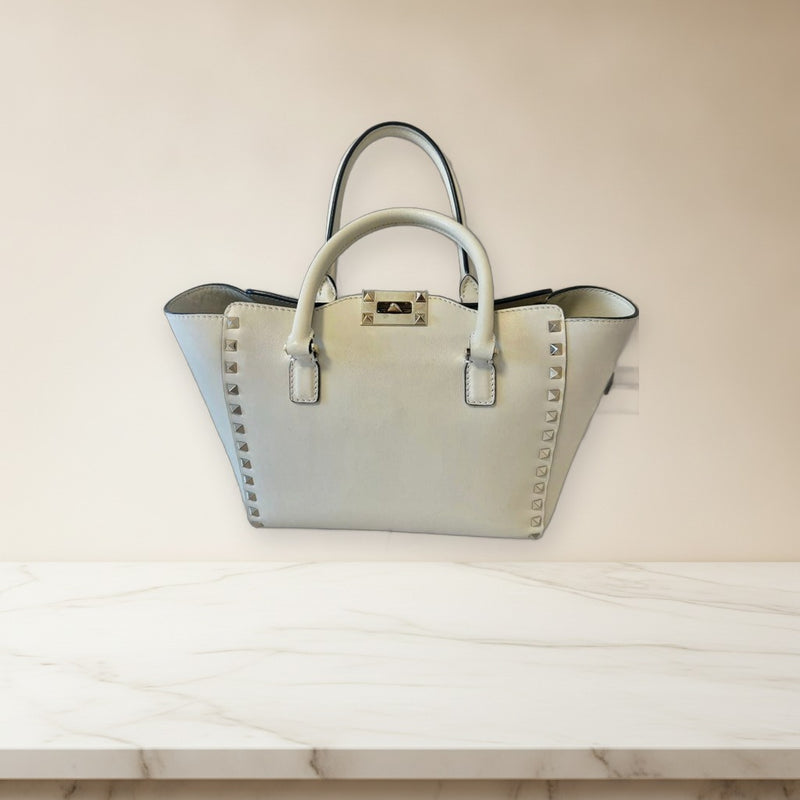 Valentino Garavani Rockstud 2way Handbag Shoulder Bag Leather Off-white Gold