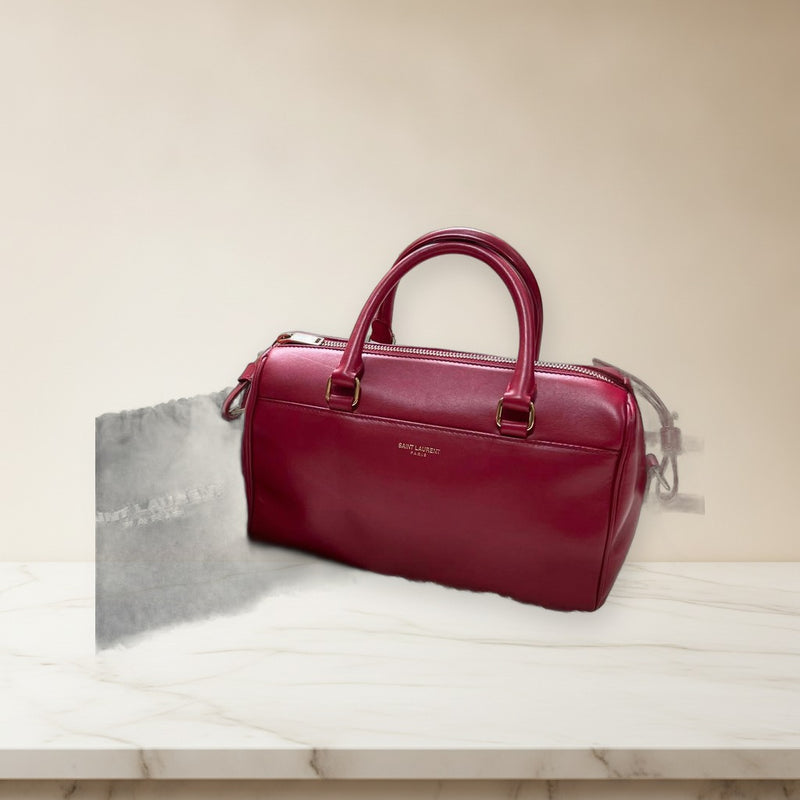 Saint Laurent Classic Baby Duffle Handbag Shoulder Bag Red Leather
