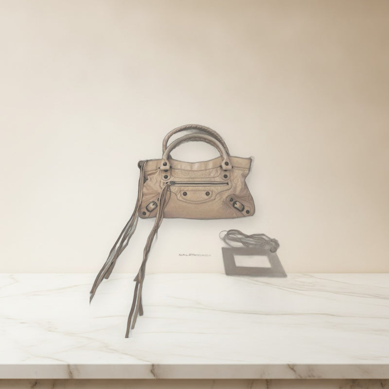Balenciaga The First Handbag Pink Beige Leather Shoulder Bag