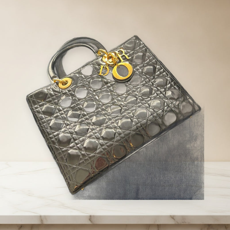 Lady Dior Large Handbag Patent Leather Black