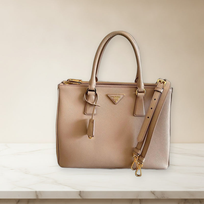 Prada Galleria Saffiano Handbag Tote Beige Cipria Saffiano Leather