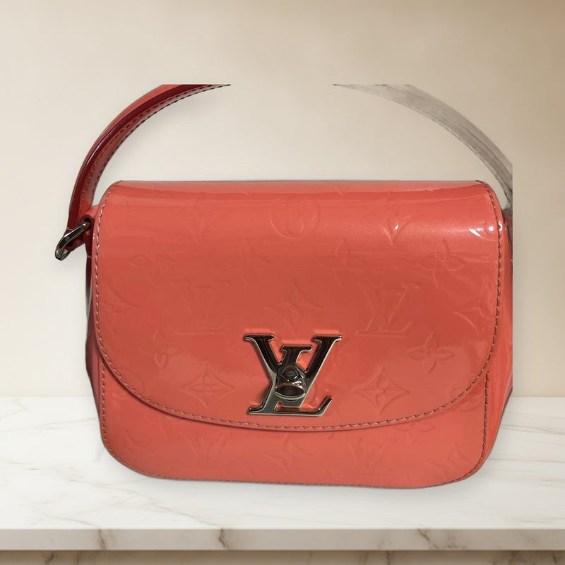 Louis Vuitton Vernis Monogram Handbag Shoulder Bag Patent Leather Salmon Pink