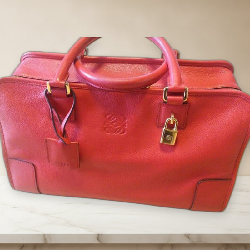 Loewe Amazona 36 Handbag Shoulder Bag Leather Red