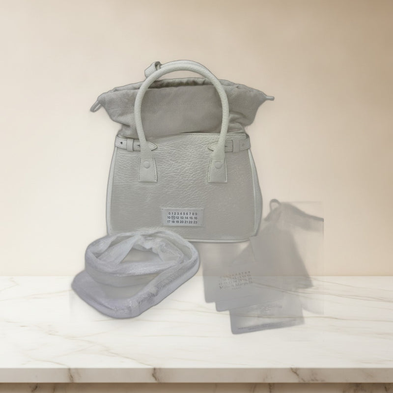 Maison Margiela 5AC SB3WD0005 Drawstring 2WAY Shoulder Bag White Leather