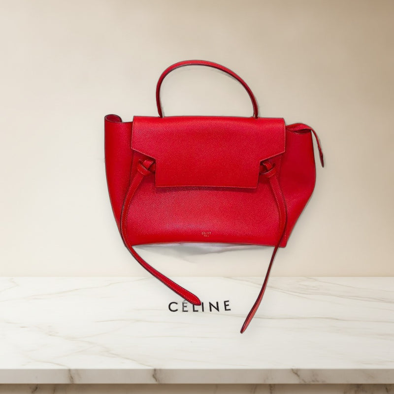 Celine Belt Bag Micro Handbag Calfskin Red Gold Hardware