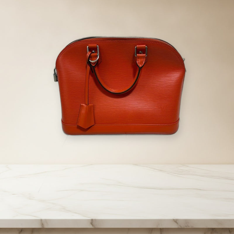 Louis Vuitton Epi Leather Round Handbag Orange Double Handles