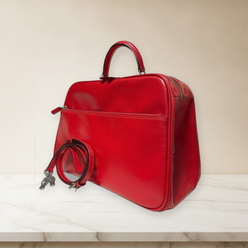 Valextra Serie S Large Handbag Shoulder Bag Calfskin Red
