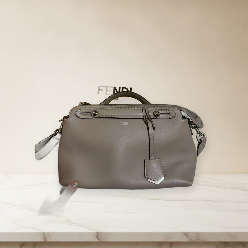Fendi By The Way Shoulder Bag Handbag Leather Beige