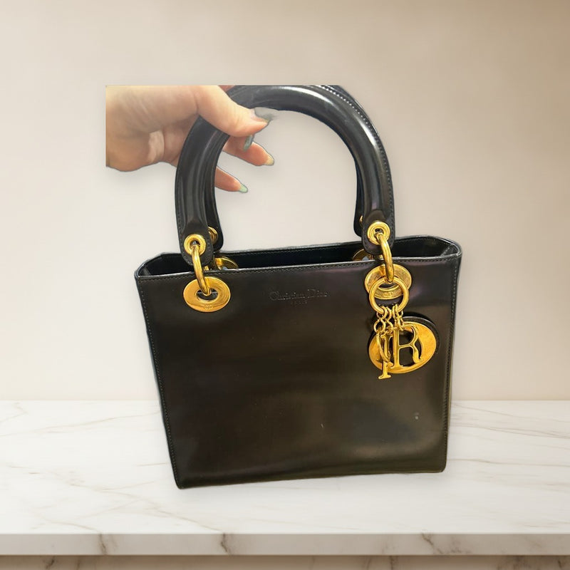 Dior Lady Dior Handbag Black Leather Shoulder Bag