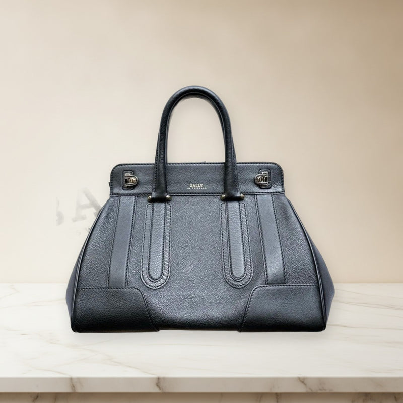 Bally Handbag Leather Black Boston Bag