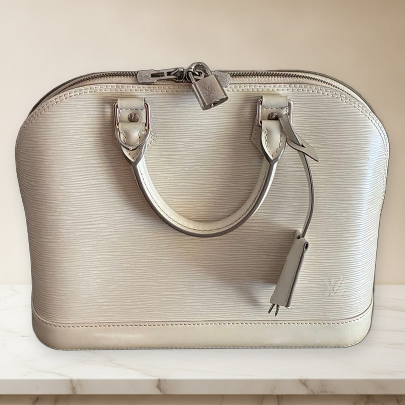 Louis Vuitton Epi Leather Handbag Tote White Leather