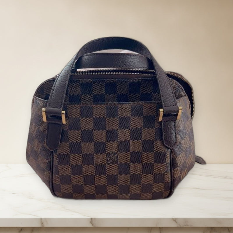 Louis Vuitton Damier Handbag Shoulder Bag Brown Leather