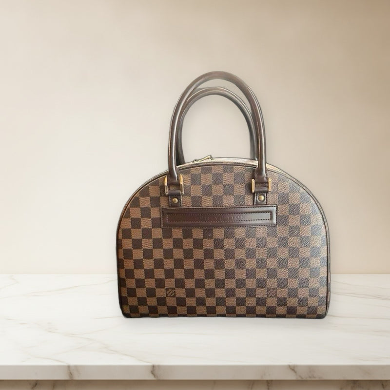 Louis Vuitton Nolita Damier Handbag Tote Bag Brown Leather