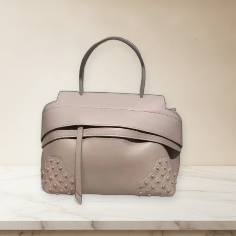 Tods Handbag Cowhide Light Gray Shoulder Bag