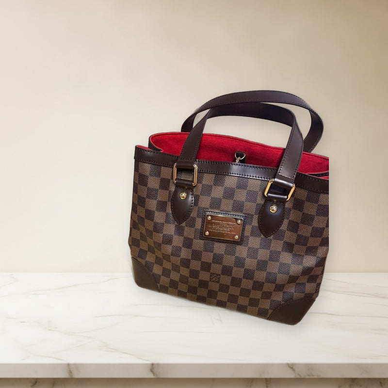 Louis Vuitton Damier Hampstead Pm N51205 Handbag Brown Suede Interior