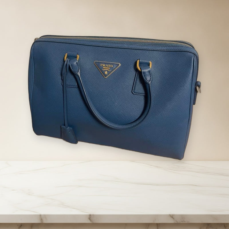 Prada BL0823 Handbag Shoulder Bag Saffiano Leather Cobalt Blue