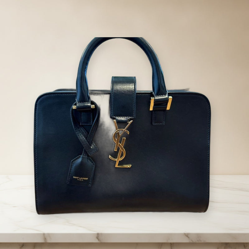 Saint Laurent Ysl Baby Cabas Handbag Leather Black Crossbody Shoulder Bag