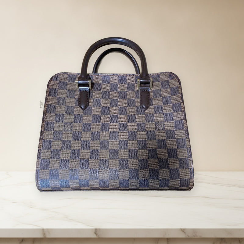 Louis Vuitton Damier Tote Bag Brown Canvas Gold Zipper Double Handle
