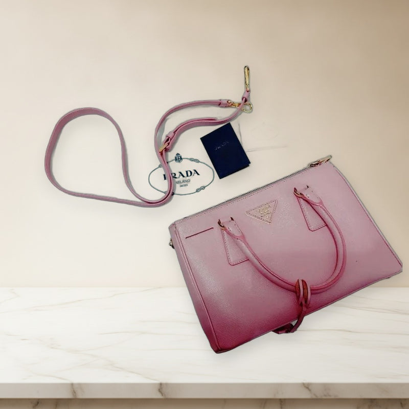 Prada Galleria Small Saffiano Handbag Crossbody Shoulder Bag Pink